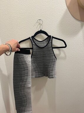 Nordstrom Black and White Striped Pencil Skirt Set